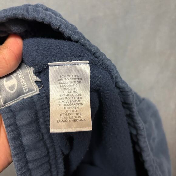 Champion Medium Navy Blue Sweatpants Reverse Weave Fleece Joggers Logo Athletic - Picture 13 of 15